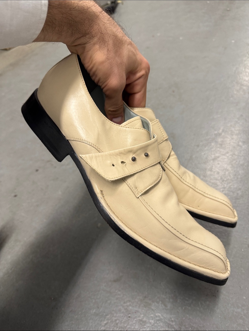 Kenneth Cole New York Cream Leather Monk Strap Dress Shoes - Picture 9 of 10